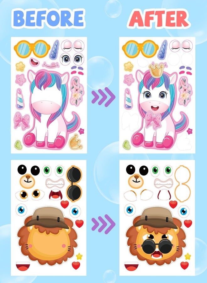 Greingways 24 Pcs Make Your Own Sticker Sheets for Kids, Mix and Match Animal Face Stickers for Kids 3-5, 4-8, Toddlers Crafts Activities Gifts Goodie Bags Birthday Party Favors for Toddlers 2-4 Years - Image 4